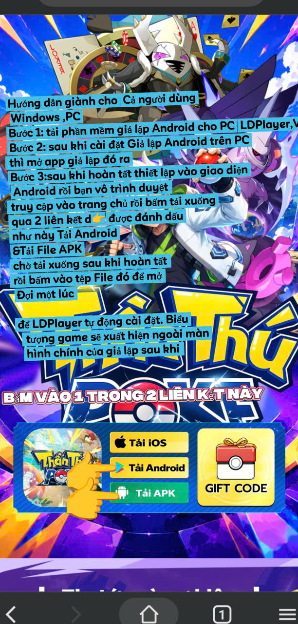 Nút tải cho Android và file APK ở trang chủ
