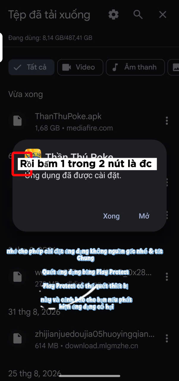Màn hình thông báo cài đặt hoàn tất